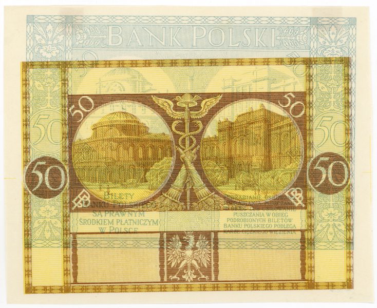 Próba kolorystyczna 6 banknotu 50 złotych 1925