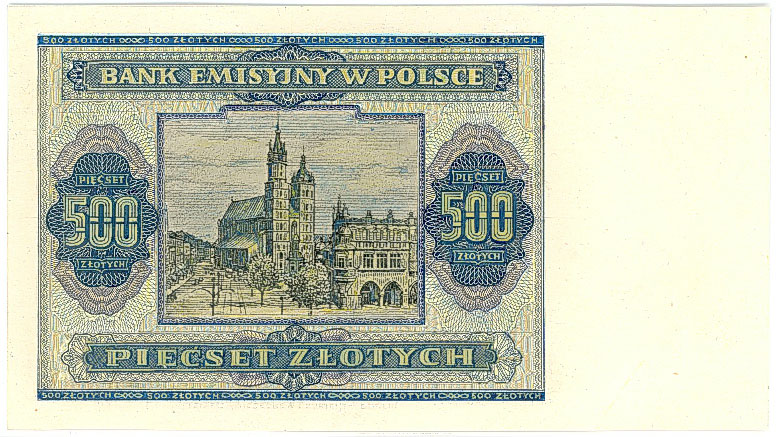 Projekt rewersu banknotu 500 złotych wersja 2