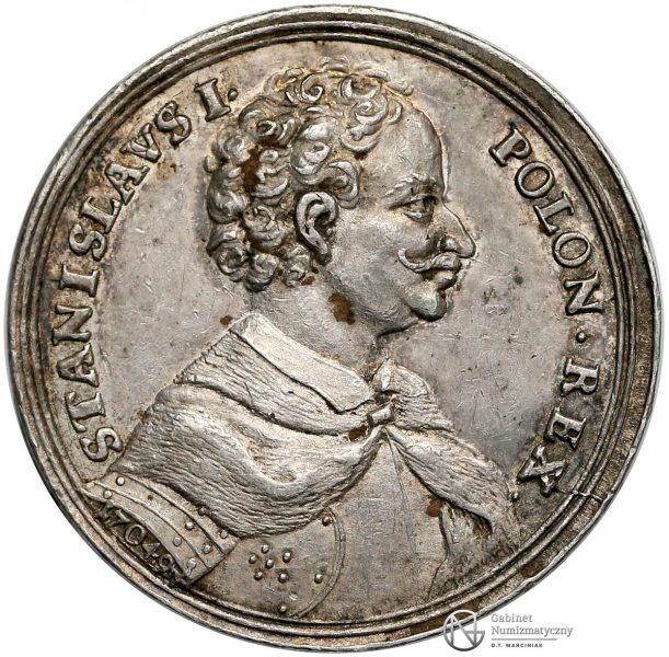 Awers medalu z drugiej elekcji Stanisława Leszczyńskiego z 1733