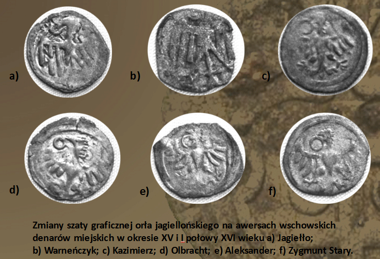 Porównanie Orłów na denarach wschowskich z okresu panowania sześciu królów
